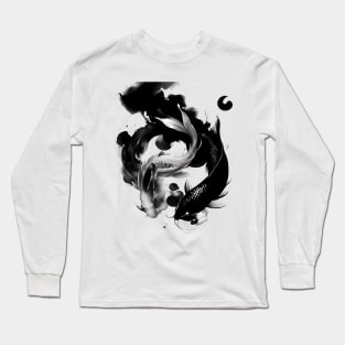 Koi fish Yin and Yang with Japanese ink Long Sleeve T-Shirt